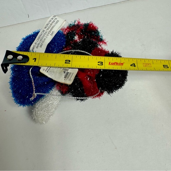 NWT. Fuzzy knit snowman ornament. Snowman has cute colorful scarf and hat. - Picture 7 of 7